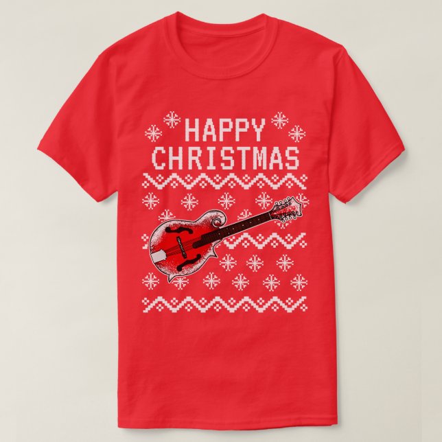 Mandolin Ugly Christmas Mandolinist Brass Musician T-Shirt (Design Front)
