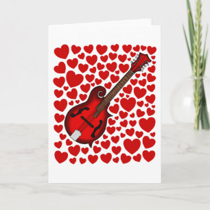 Mandolin With Hearts Valentines Anniversary Card