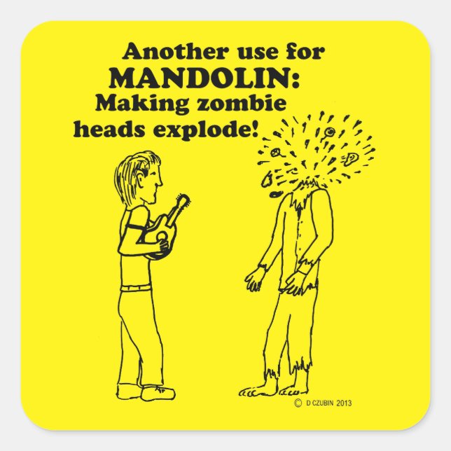 Mandolin Zombie Explode Square Sticker (Front)