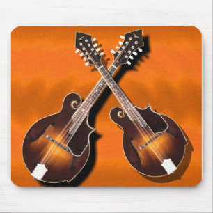 mandolins crossed on orange -MOUSEPAD Mouse Mat
