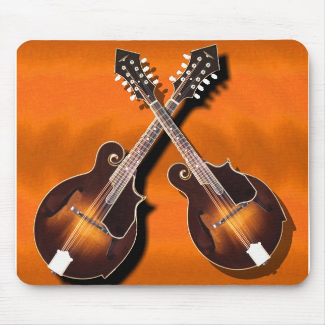 mandolins crossed on orange -MOUSEPAD Mouse Mat (Front)