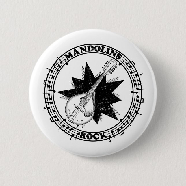 Mandolins Rock Bluegass 6 Cm Round Badge (Front)