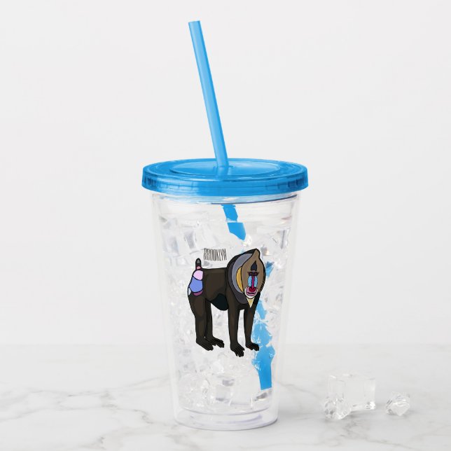Mandrill cartoon illustration acrylic tumbler (Front Ice)
