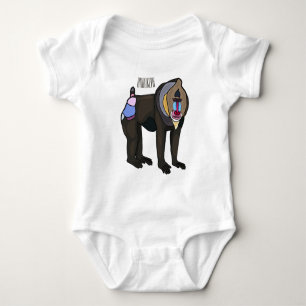 Mandrill cartoon illustration baby bodysuit