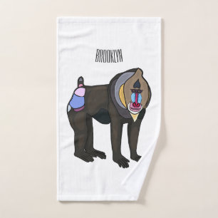 Mandrill cartoon illustration bath towel set