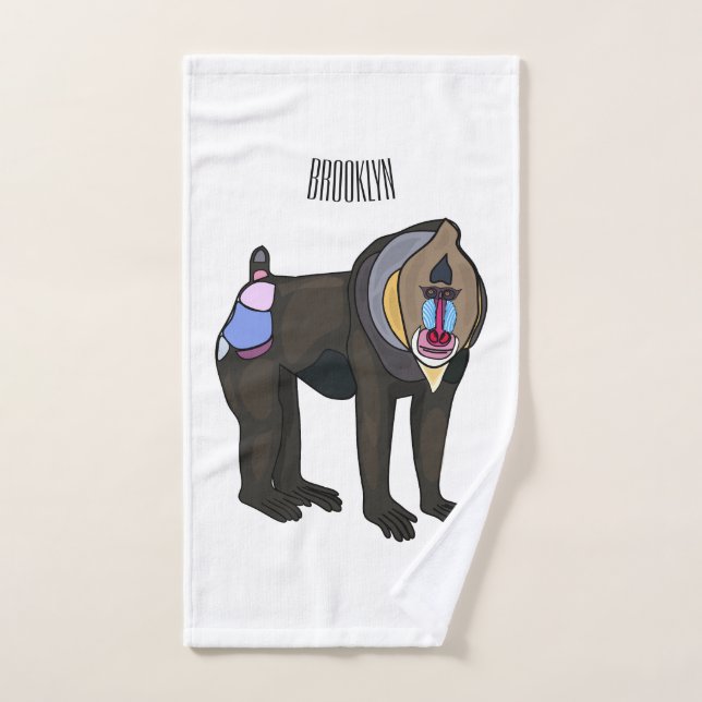 Mandrill cartoon illustration bath towel set (Hand Towel)