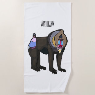 Mandrill cartoon illustration beach towel