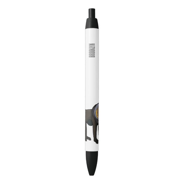 Mandrill cartoon illustration black ink pen (Front Vertical)