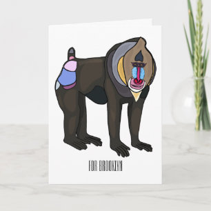 Mandrill cartoon illustration card