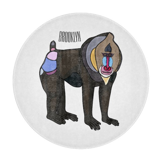 Mandrill cartoon illustration cutting board (Front)