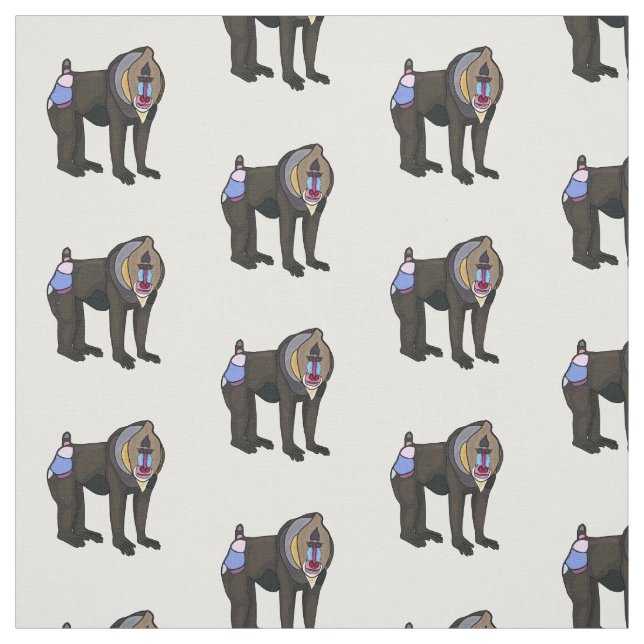 Mandrill cartoon illustration fabric (Swatch)