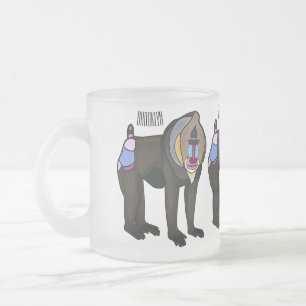 Mandrill cartoon illustration frosted glass coffee mug