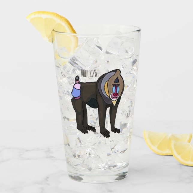 Mandrill cartoon illustration glass (Front Ice)