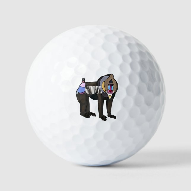 Mandrill cartoon illustration golf balls (Front)