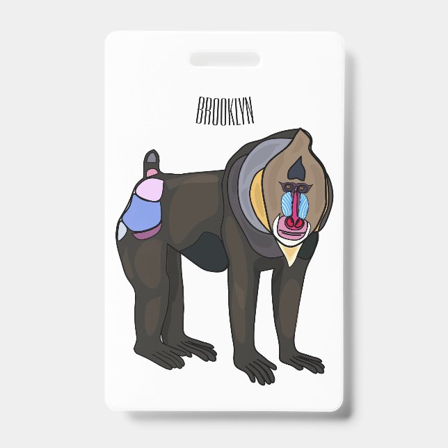 Mandrill cartoon illustration ID badge (Front)