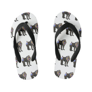 Mandrill cartoon illustration kid's flip flops