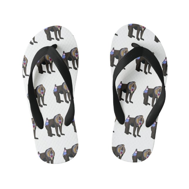 Mandrill cartoon illustration kid's flip flops (Footbed)