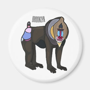 Mandrill cartoon illustration magnet