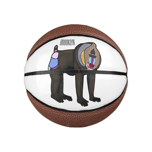 Mandrill cartoon illustration mini basketball (Front)