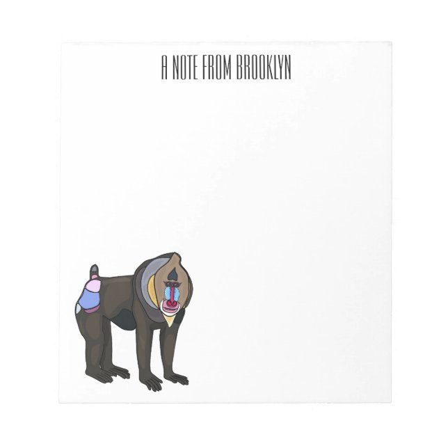 Mandrill cartoon illustration notepad (Front)