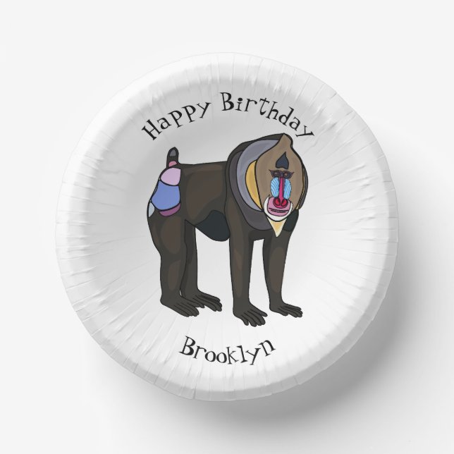 Mandrill cartoon illustration paper plate (Front)