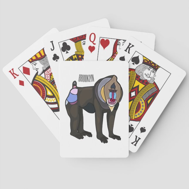 Mandrill cartoon illustration playing cards (Back)