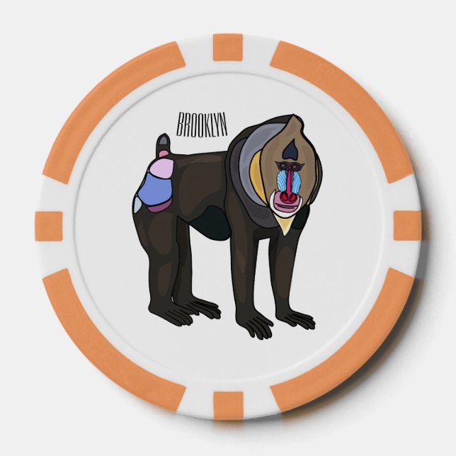 Mandrill cartoon illustration poker chips (Front)