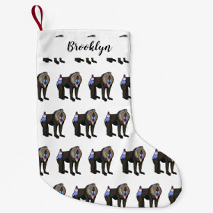 Mandrill cartoon illustration small christmas stocking