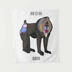Mandrill cartoon illustration tapestry