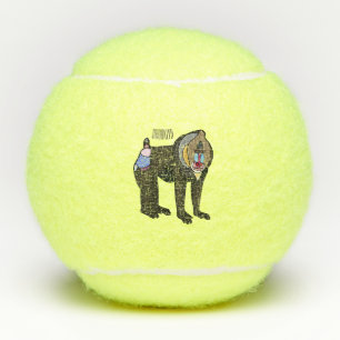 Mandrill cartoon illustration tennis balls