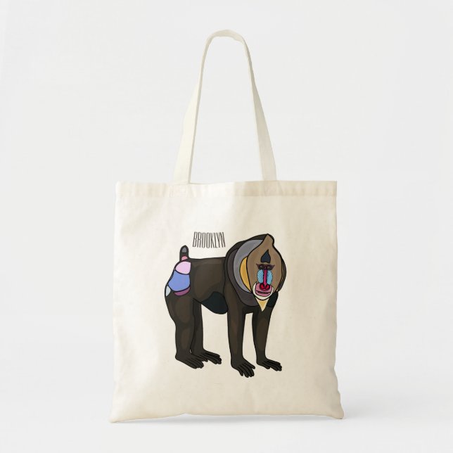 Mandrill cartoon illustration tote bag (Front)