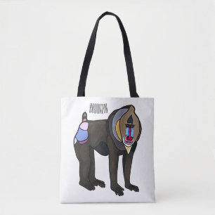 Mandrill cartoon illustration tote bag