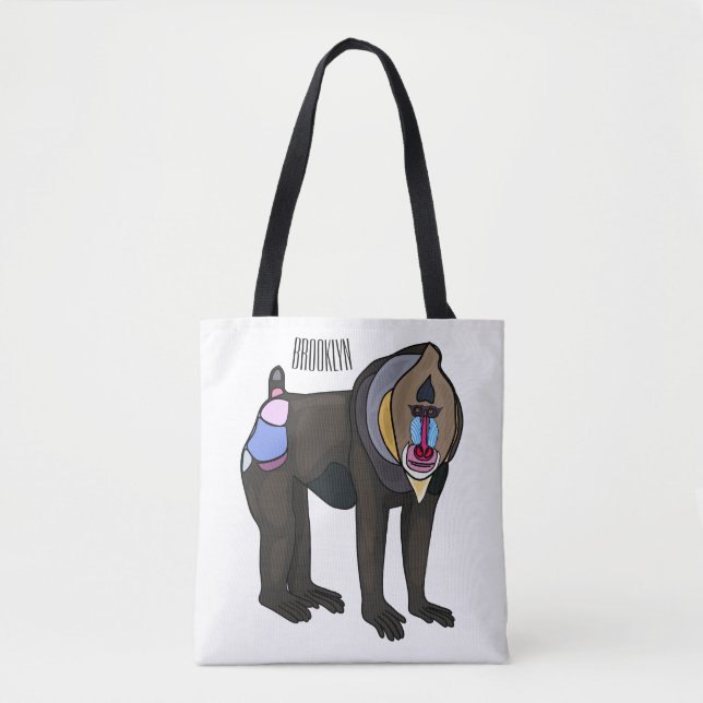 Mandrill cartoon illustration tote bag (Front)