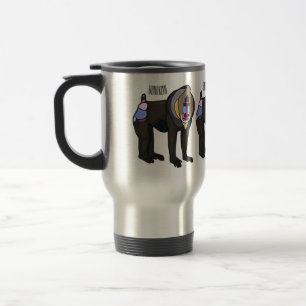 Mandrill cartoon illustration travel mug