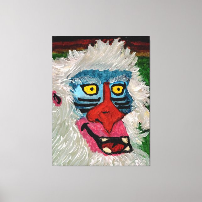 Mandrill Monkey Stretched Canvas Print (Front)
