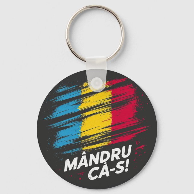 Mandru ca-s roman - flag key ring (Front)