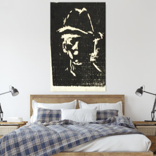 Mandsportræt med hat canvas print