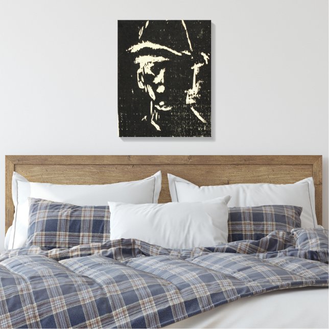 Mandsportræt med hat canvas print (Insitu(Bedroom))