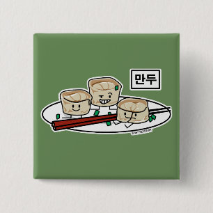 Mandu Korean dumpling dim sum breakfast hangul 15 Cm Square Badge