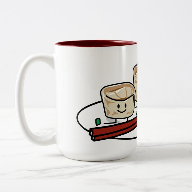 Mandu Korean dumpling dim sum breakfast hangul Two-Tone Coffee Mug (Left)