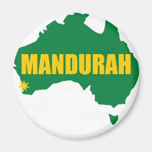 Mandurah Green and Gold Map Magnet