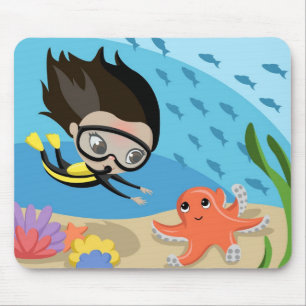 Mandy and Bubbles the Octopus Mouse Mat