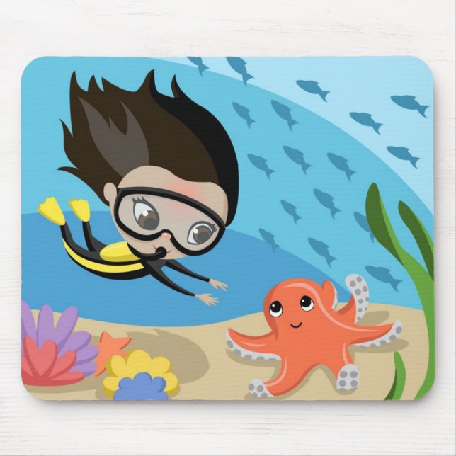 Mandy and Bubbles the Octopus Mouse Mat (Front)