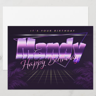 Mandy Name Vorname lila retro Karte Geburtstag Card