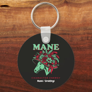 Mane Character Energy Funny Race Day Floral Hat Key Ring