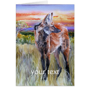Maned Wolf Watercolor Art