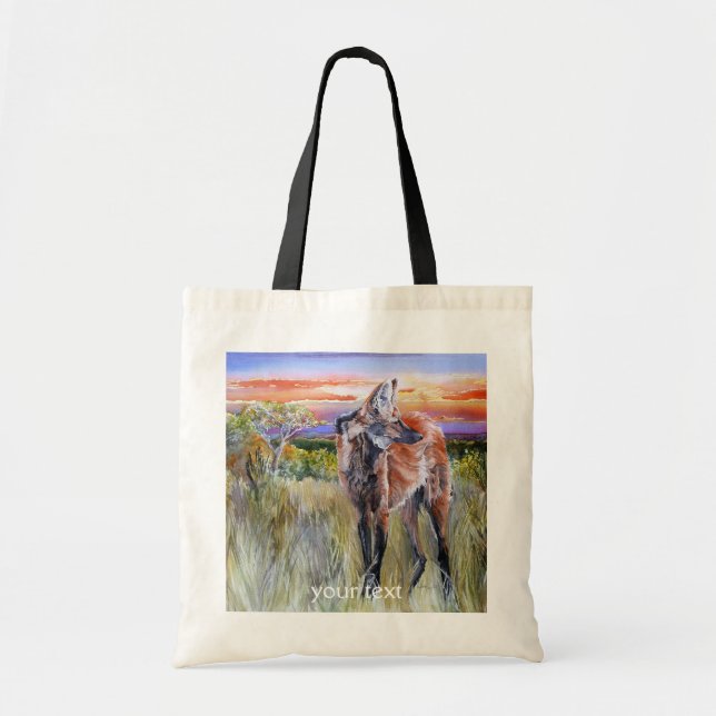 Maned Wolf Watercolor Art Tote Bag (Front)