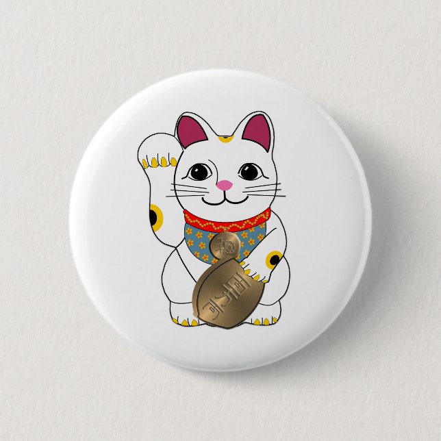 Maneki Neko 6 Cm Round Badge (Front)