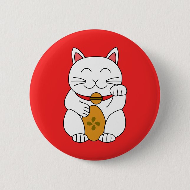 Maneki Neko 6 Cm Round Badge (Front)