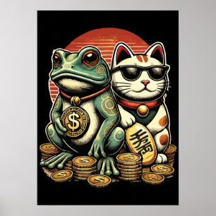 Maneki Neko and Jin Chan - Luck and Prosperity Poster